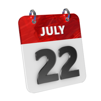July 22 Date 3D Icon Isolated, Shiny and Glossy 3D Rendering, Month Date Day Name, Schedule, History png