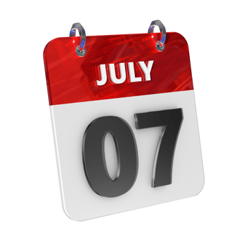 July 7 Date 3D Icon Isolated, Shiny and Glossy 3D Rendering, Month Date Day Name, Schedule, History png