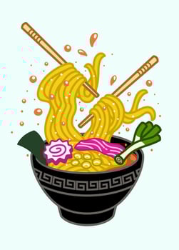 Funny Style Drawing of A Bowl of Ramen Noodle vector