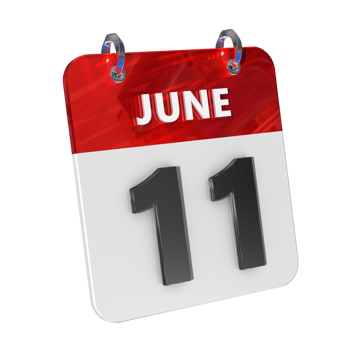 June 11 Date 3D Icon Isolated, Shiny and Glossy 3D Rendering, Month Date Day Name, Schedule, History png