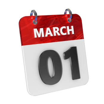 March 1 Date 3D Icon Isolated, Shiny and Glossy 3D Rendering, Month Date Day Name, Schedule, History png