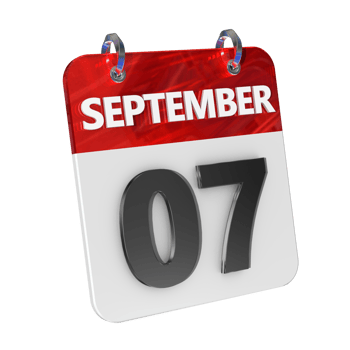 September 7 Date 3D Icon Isolated, Shiny and Glossy 3D Rendering, Month Date Day Name, Schedule, History png