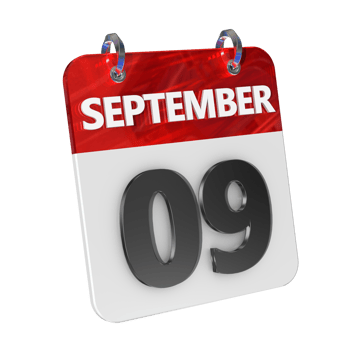 September 9 Date 3D Icon Isolated, Shiny and Glossy 3D Rendering, Month Date Day Name, Schedule, History png