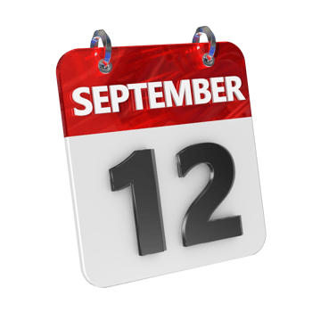 September 12 Date 3D Icon Isolated, Shiny and Glossy 3D Rendering, Month Date Day Name, Schedule, History png