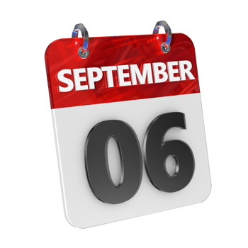 September 6 Date 3D Icon Isolated, Shiny and Glossy 3D Rendering, Month Date Day Name, Schedule, History png
