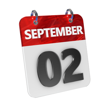 September 2 Date 3D Icon Isolated, Shiny and Glossy 3D Rendering, Month Date Day Name, Schedule, History png