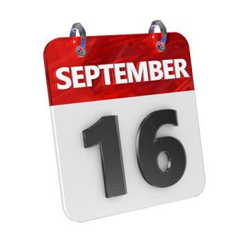 September 16 Date 3D Icon Isolated, Shiny and Glossy 3D Rendering, Month Date Day Name, Schedule, History png