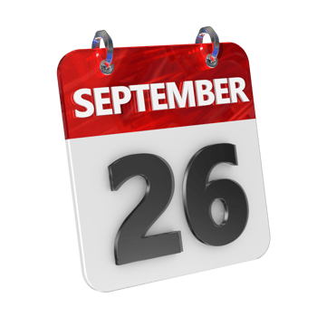 September 26 Date 3D Icon Isolated, Shiny and Glossy 3D Rendering, Month Date Day Name, Schedule, History png