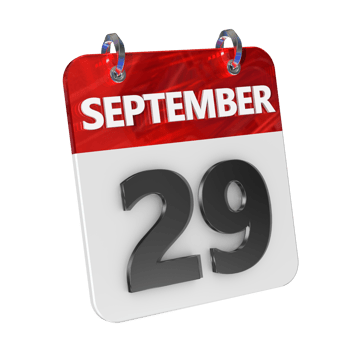 September 29 Date 3D Icon Isolated, Shiny and Glossy 3D Rendering, Month Date Day Name, Schedule, History png