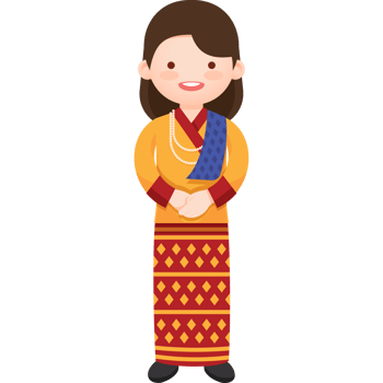 Girl in Bhutan national costume png