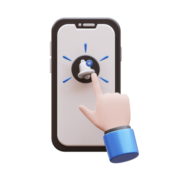 Hand Gesture Tap Notification Button 3D Illustration png