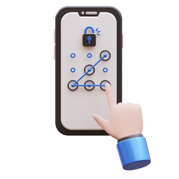 Hand Gesture Open Pattern Lock 3D Illustration png
