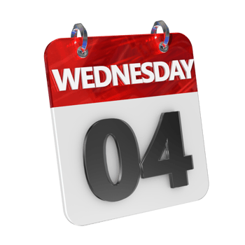Wednesday 04 Date 3D Icon Isolated, Shiny and Glossy 3D Rendering, Month Date Day Name, Schedule, History png