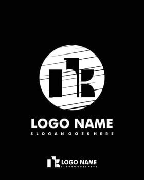 Initial NK negative space logo with circle template vector
