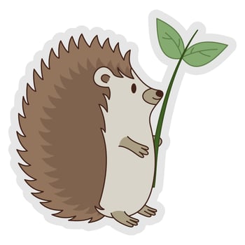 Cute Hedgehog Cartoon Sticker vector