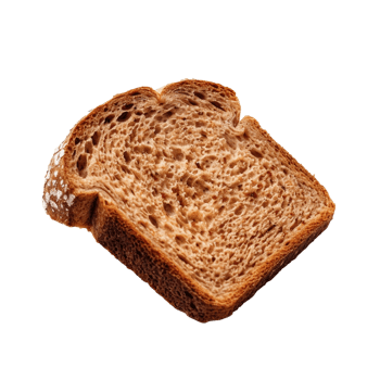 Slice of fresh rye bread, isolated on transparent background, created with png