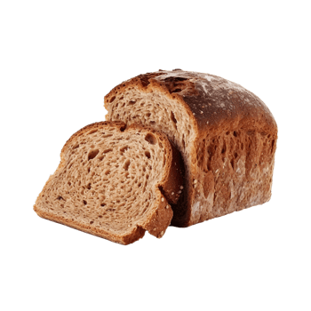 Slice of fresh rye bread, isolated on transparent background, created with png