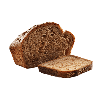 Slice of fresh rye bread, isolated on transparent background, created with png