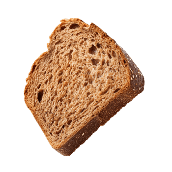 Slice of fresh rye bread, isolated on transparent background, created with png
