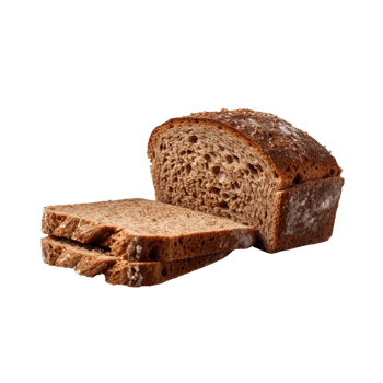 Slice of fresh rye bread, isolated on transparent background, created with png