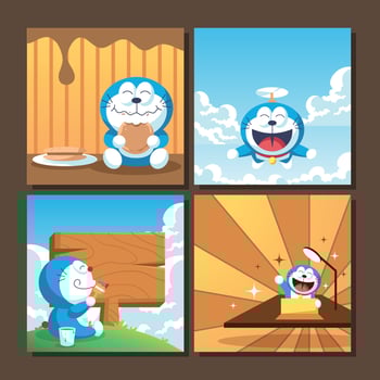 Cute Blue Cat Social Media Post vector