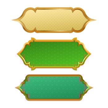 Collection of golden Islamic frames. Luxury gold islamic label vector