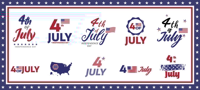 4th of July. United States Independence day design. USA country American federal patriotic holiday designs for greeting cards or banners. vector