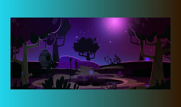 Night mountain winter landscape. Vector illustration