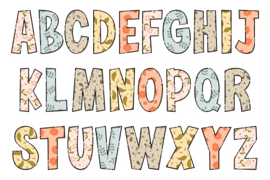 Handcrafted Floral Letters. Color Creative Art Typographic Design vector