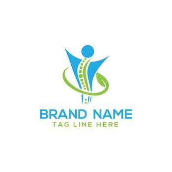 simple chiropractic logo. shilhouette of actve people and spine. spinal care vector template illustration