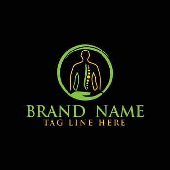 simple chiropractic logo. shilhouette of actve people and spine. spinal care vector template illustration