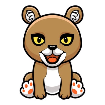 Cute little puma cougar cartoon vector