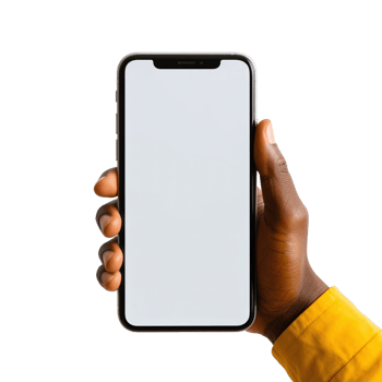 Phone mockup in hand clipping path. a smartphone with a blank white screen. isolated on transparent background. png