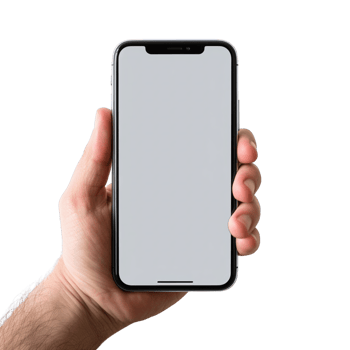 Phone mockup in hand clipping path. a smartphone with a blank white screen. isolated on transparent background. png