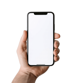Phone mockup in hand clipping path. a smartphone with a blank white screen. isolated on transparent background. png