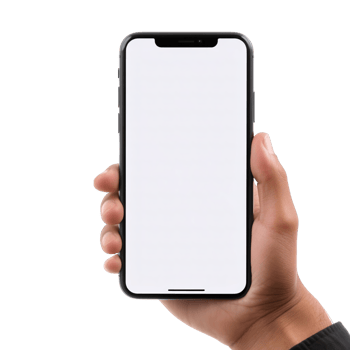 Phone mockup in hand clipping path. a smartphone with a blank white screen. isolated on transparent background. png