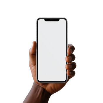 Phone mockup in hand clipping path. a smartphone with a blank white screen. isolated on transparent background. png
