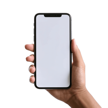 Phone mockup in hand clipping path. a smartphone with a blank white screen. isolated on transparent background. png
