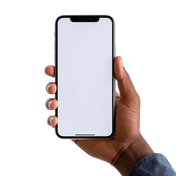 Phone mockup in hand clipping path. a smartphone with a blank white screen. isolated on transparent background. png
