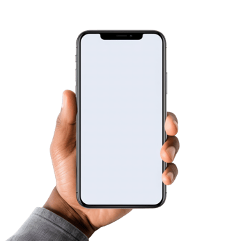 Phone mockup in hand clipping path. a smartphone with a blank white screen. isolated on transparent background. png