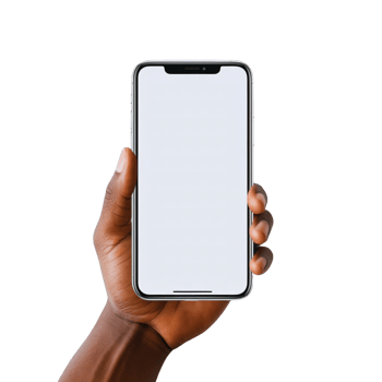 Phone mockup in hand clipping path. a smartphone with a blank white screen. isolated on transparent background. png