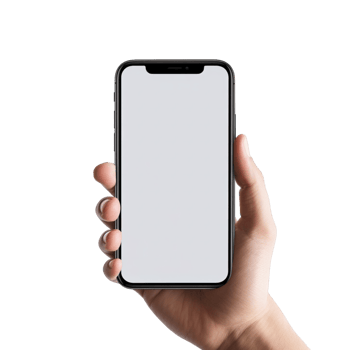 Phone mockup in hand clipping path. a smartphone with a blank white screen. isolated on transparent background. png