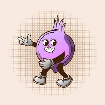 Vegetables Funny cartoon characters Groovy hippie 70s. Sticker pack, posters, prints.elements in trendy retro cartoon style. vector