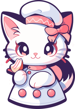 A cartoon drawing of a cat wearing a dress that says hello kitty png
