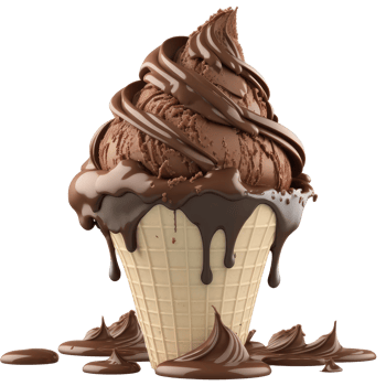 Ice Cream Cone Filled with Vanilla, Chocolate and Strawberry . png