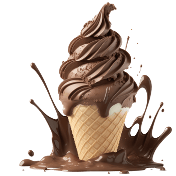 Ice Cream Cone Filled with Vanilla, Chocolate and Strawberry . png