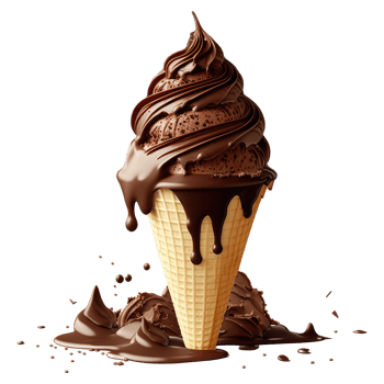 Ice Cream Cone Filled with Vanilla, Chocolate and Strawberry . png