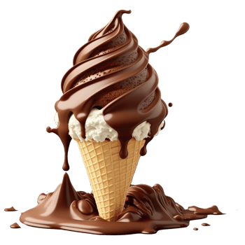 Ice Cream Cone Filled with Vanilla, Chocolate and Strawberry . png