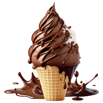 Ice Cream Cone Filled with Vanilla, Chocolate and Strawberry . png