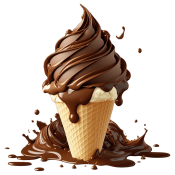 Ice Cream Cone Filled with Vanilla, Chocolate and Strawberry . png